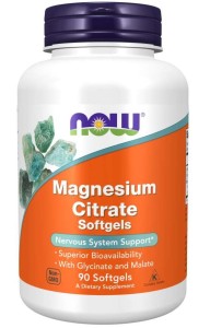 NOW FOODS Magnesium Citrate Softgels 90 sgels. - cytrynian, diglicynian i jabłczan magnezu